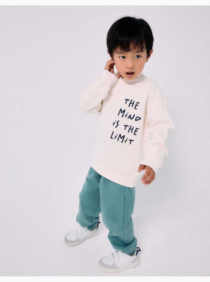 Sweat en coton peigné à capuche avec imprimé Blanc - Kiabi