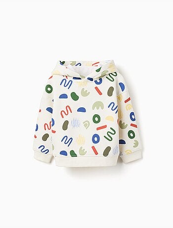 Sweat en coton peigné à capuche avec motif
