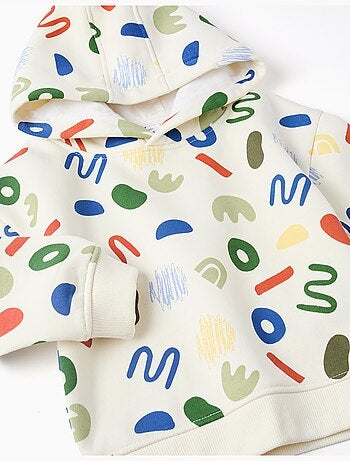 Sweat en coton peigné à capuche avec motif