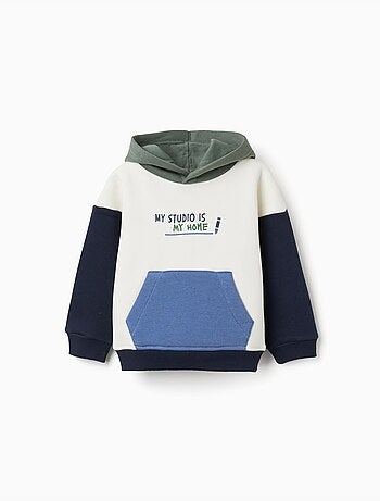 Sweat en coton peigné à capuche et imprimé