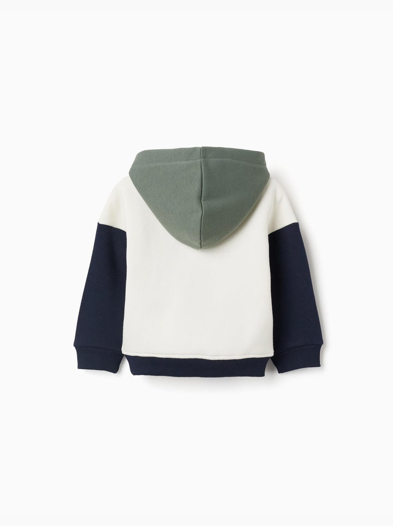 Sweat en coton peigné à capuche et imprimé Blanc - Kiabi