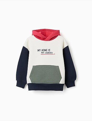 Sweat en coton peigné à capuche et imprimé