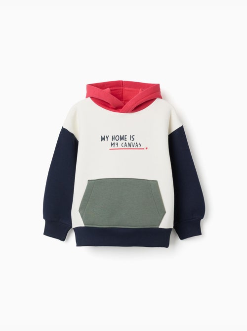 Sweat en coton peigné à capuche et imprimé - Kiabi