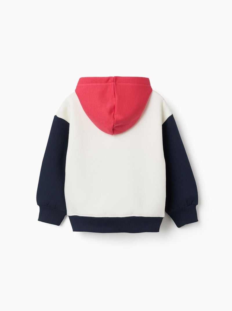 Sweat en coton peigné à capuche et imprimé Blanc - Kiabi