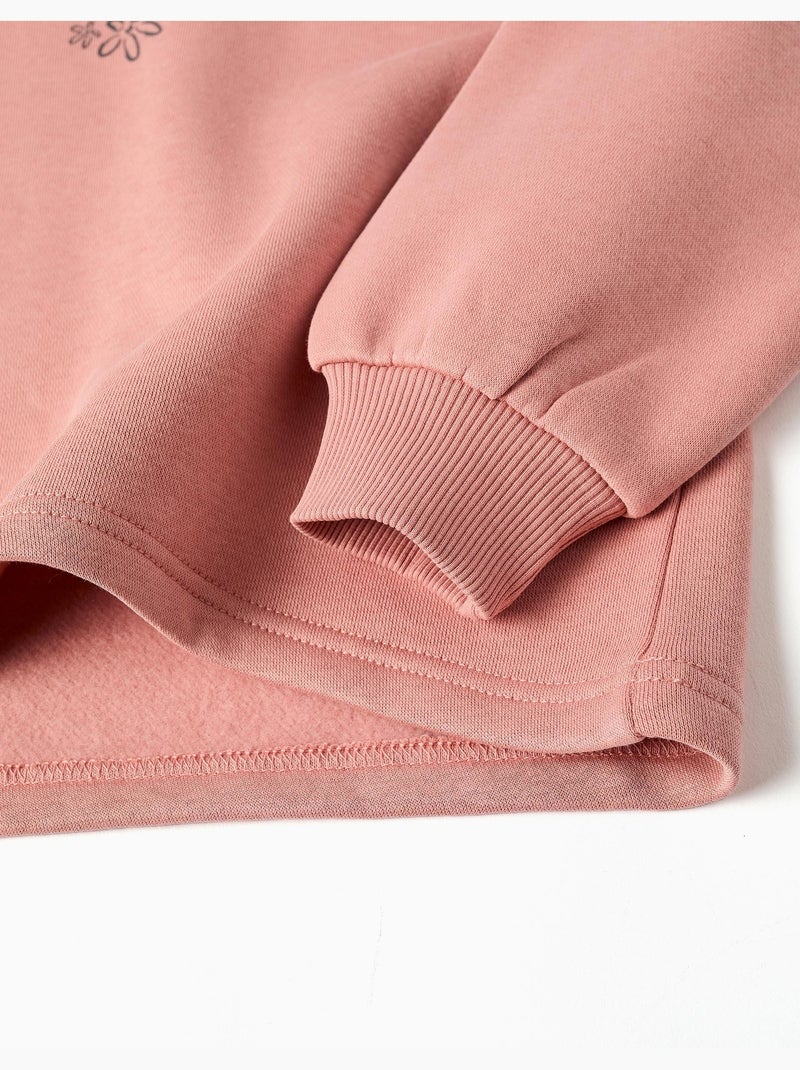 Sweat en coton peigné à capuche et imprimé city of art Rose - Kiabi
