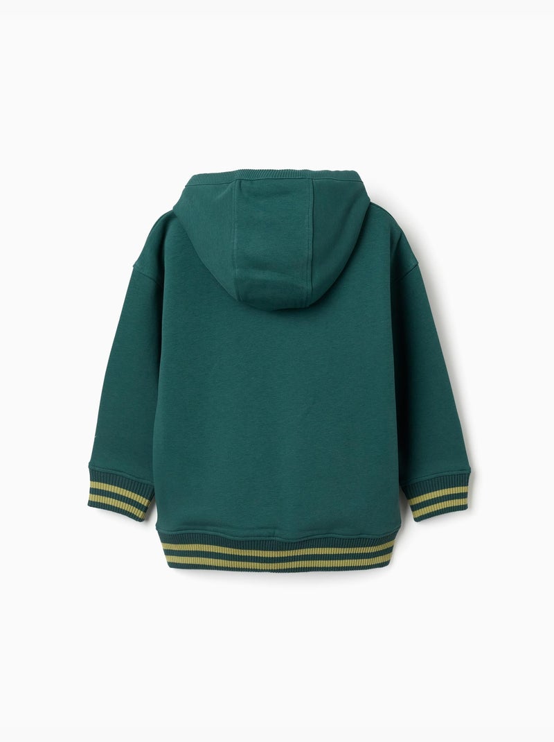 Sweat en coton peigné à capuche et imprimé clay horse Vert foncé - Kiabi