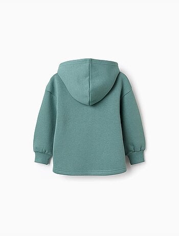 Sweat en coton peigné à capuche et imprimé floral