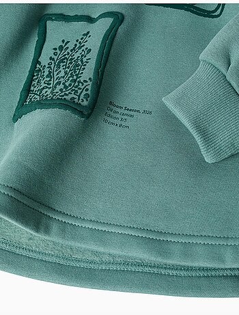 Sweat en coton peigné à capuche et imprimé floral