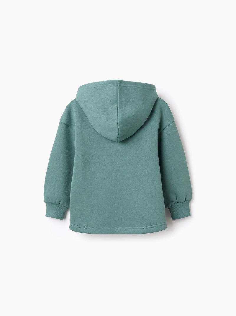 Sweat en coton peigné à capuche et imprimé floral Vert clair - Kiabi