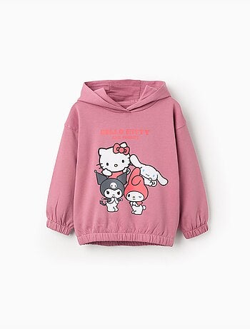 Sweat en coton peigné à capuche et imprimé Hello Kitty
