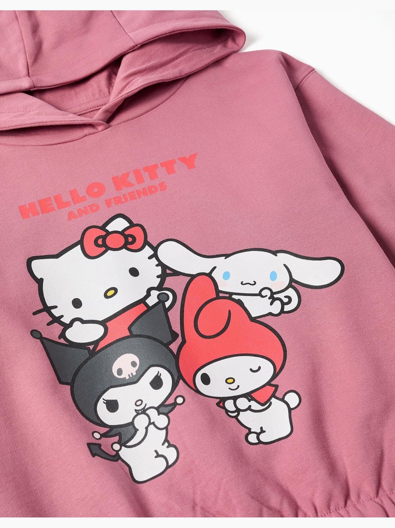 Sweat en coton peigné à capuche et imprimé Hello Kitty Rose foncé - Kiabi