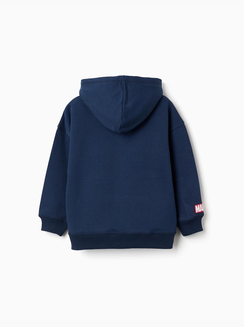 Sweat en coton peigné à capuche et imprimé Hulk Bleu foncé - Kiabi