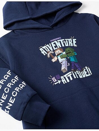 Sweat en coton peigné à capuche et imprimé Minecraft