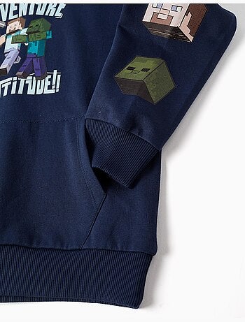 Sweat en coton peigné à capuche et imprimé Minecraft