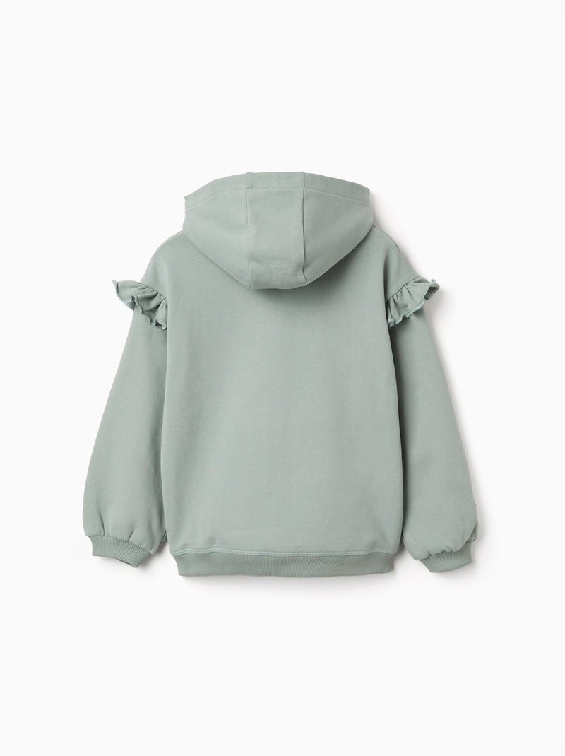 Sweat en coton peigné à capuche et imprimé Stitch & Angel Vert - Kiabi