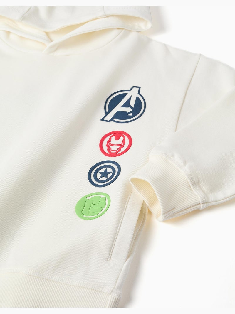Sweat en coton peigné à capuche et imprimés Avengers Blanc - Kiabi