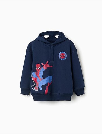 Sweat en coton peigné à capuche et imprimés spider-man