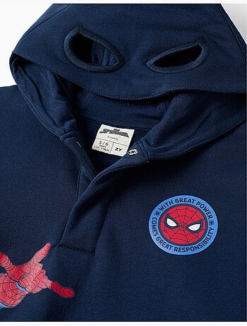 Sweat en coton peigné à capuche et imprimés spider-man