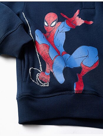 Sweat en coton peigné à capuche et imprimés spider-man
