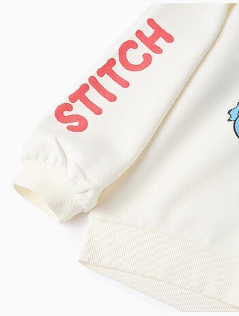 Sweat en coton peigné à capuche et imprimés Stitch