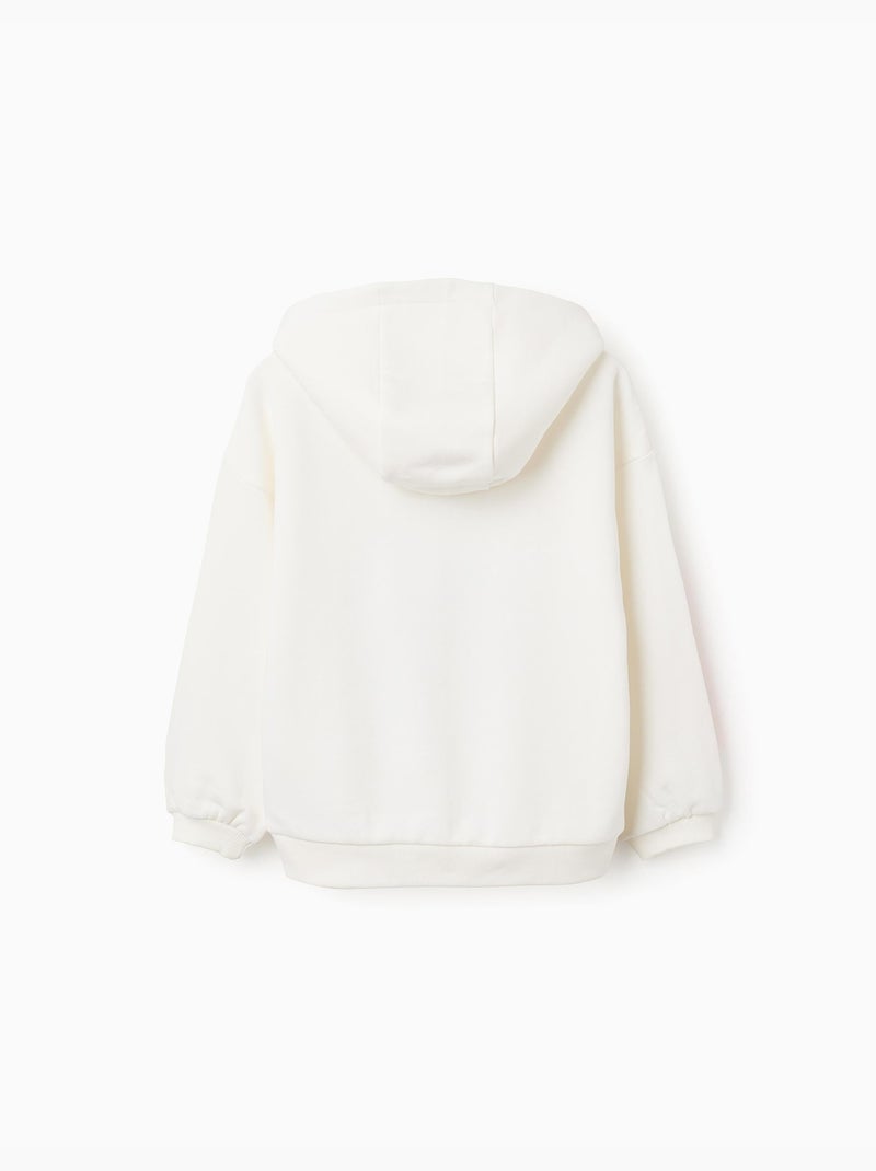 Sweat en coton peigné à capuche et imprimés Stitch Blanc - Kiabi