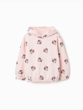 Sweat en coton peigné à capuche et motif Minnie