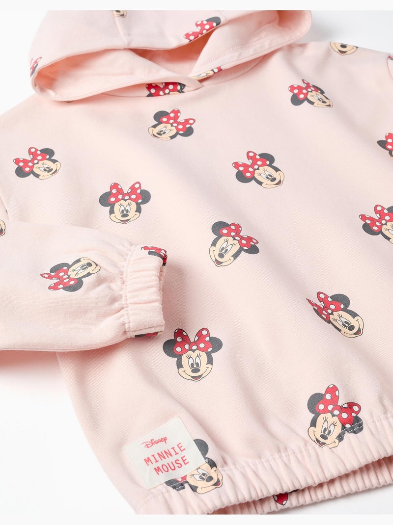 Sweat en coton peigné à capuche et motif Minnie Rose clair - Kiabi