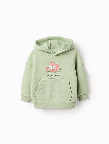 Sweat en coton peigné à capuche Renard