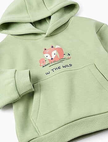 Sweat en coton peigné à capuche Renard