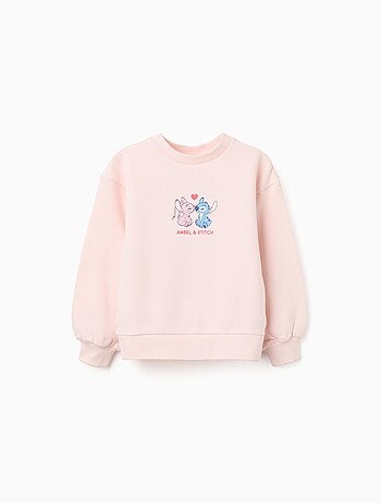 Sweat en coton peigné à imprimés Stitch et Angel