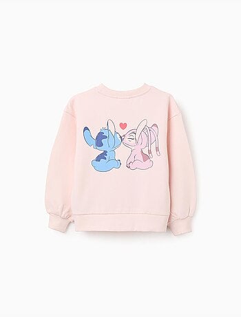 Sweat en coton peigné à imprimés Stitch et Angel