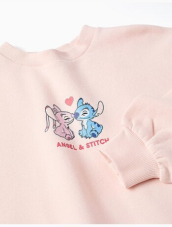 Sweat en coton peigné à imprimés Stitch et Angel