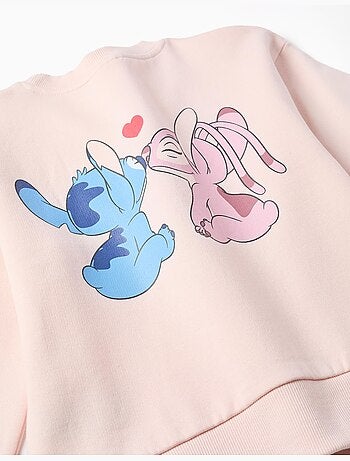 Sweat en coton peigné à imprimés Stitch et Angel