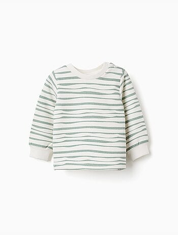 Sweat en coton peigné à rayures