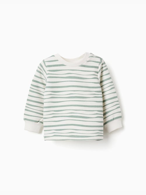 Sweat en coton peigné à rayures - Kiabi Sweat en coton peigné à rayures - Kiabi