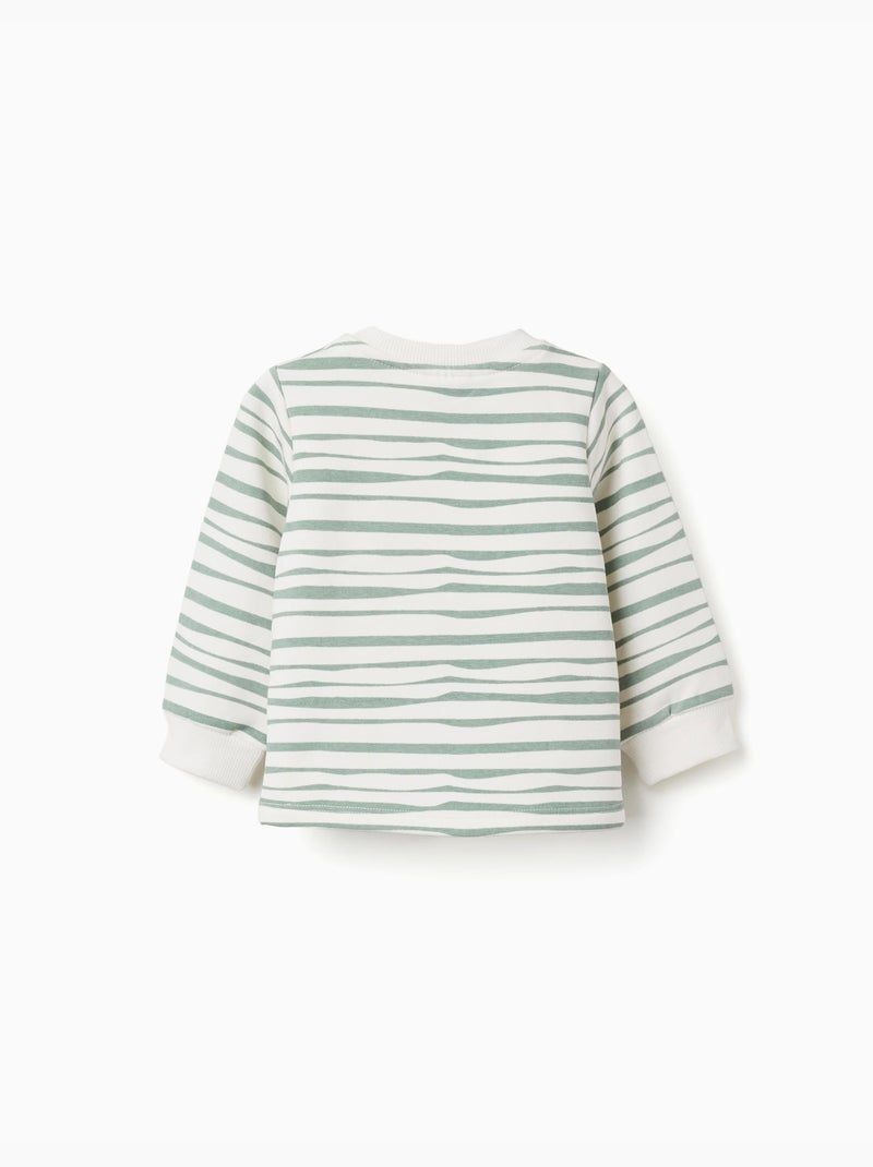 Sweat en coton peigné à rayures Blanc - Kiabi