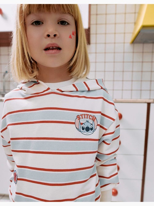 Sweat en coton peigné à rayures et capuche stitch - Kiabi Sweat en coton peigné à rayures et capuche stitch - Kiabi