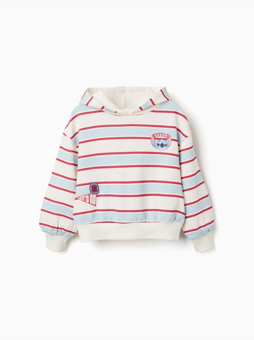Sweat en coton peigné à rayures et capuche stitch - Kiabi Sweat en coton peigné à rayures et capuche stitch - Kiabi