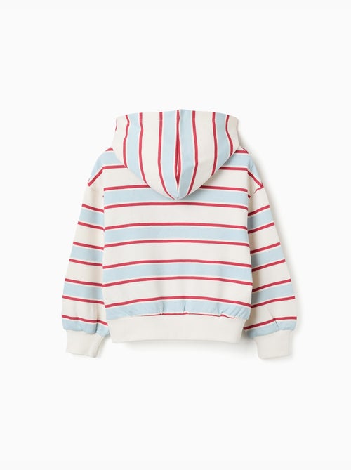 Sweat en coton peigné à rayures et capuche stitch - Kiabi Sweat en coton peigné à rayures et capuche stitch - Kiabi