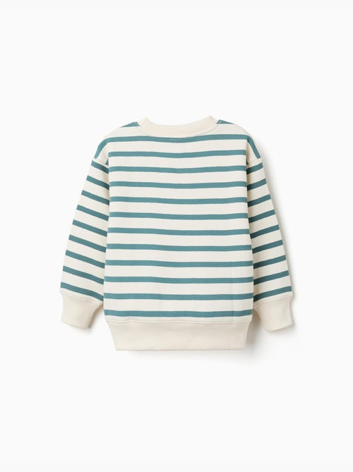 Sweat en coton peigné à rayures et imprimé - Kiabi Sweat en coton peigné à rayures et imprimé - Kiabi