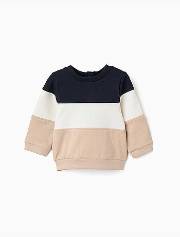 Sweat en coton peigné avec bloc de couleurs