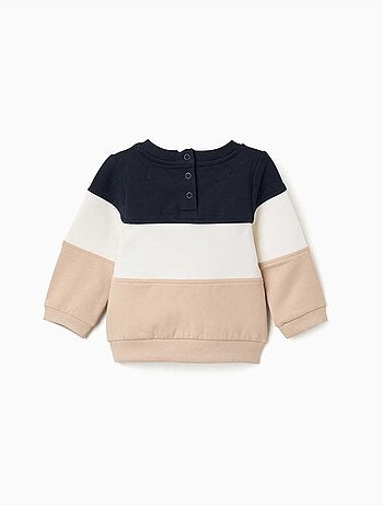 Sweat en coton peigné avec bloc de couleurs