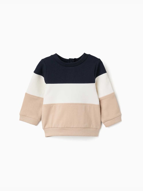 Sweat en coton peigné avec bloc de couleurs - Kiabi Sweat en coton peigné avec bloc de couleurs - Kiabi