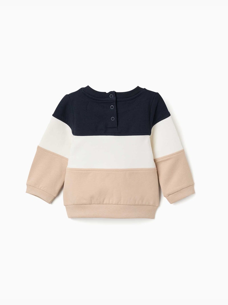 Sweat en coton peigné avec bloc de couleurs Bleu foncé - Kiabi