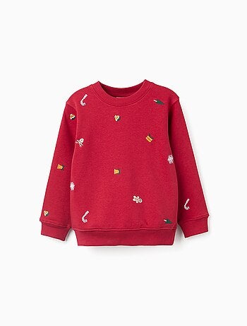 Sweat en coton peigné avec broderie de Noël