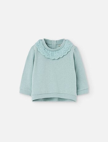 Sweat en coton peigné avec broderie suisse