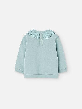 Sweat en coton peigné avec broderie suisse