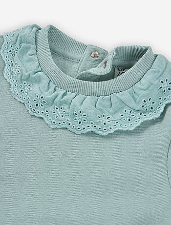 Sweat en coton peigné avec broderie suisse