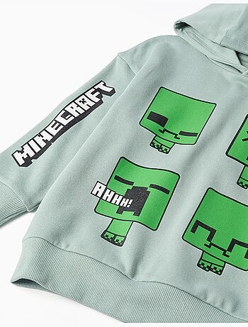 Sweat en coton peigné avec capuche et imprimé minecraft