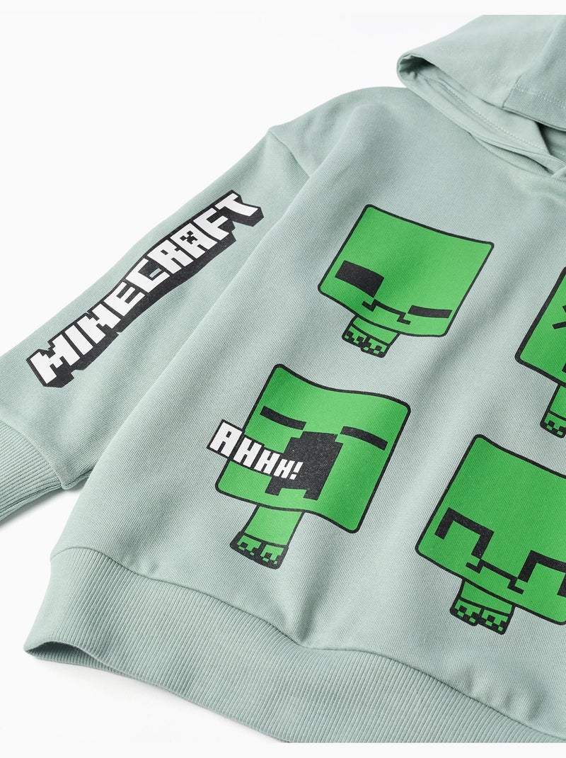 Sweat en coton peigné avec capuche et imprimé minecraft Vert - Kiabi
